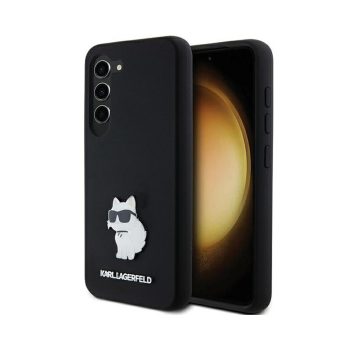   Eredeti KARL LAGERFELD tok kemény tok szilikon Choupette fém tű KLHCS24SSMHCNPK Samsung Galaxy S24 Fekete