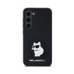 Eredeti KARL LAGERFELD tok kemény tok szilikon Choupette fém tű KLHCS24SSMHCNPK Samsung Galaxy S24 Fekete