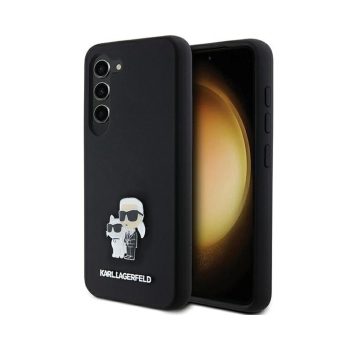   Eredeti KARL LAGERFELD tok kemény tok szilikon Karl&Choupette fém tű KLHCS24SSMHKCNPK Samsung Galaxy S24 Fekete