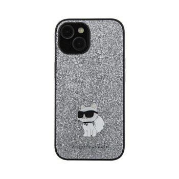   Eredeti KARL LAGERFELD keménytokos Fix Glitter Choupette Logo fém  KLHCSA35GCNPSG Samsung Galaxy A35 ezüst
