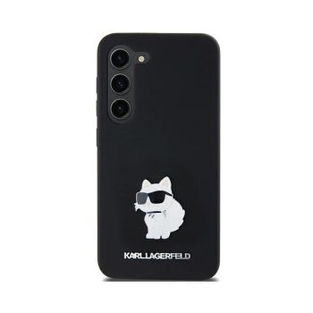   Eredeti KARL LAGERFELD tok kemény tok szilikon Choupette fém tű KLHCSA55SMHCNPK Samsung Galaxy A55 Fekete