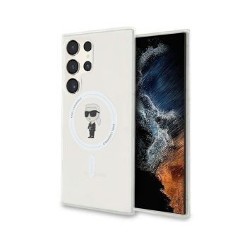   Eredeti KARL LAGERFELD keménytok IML Ikonik MagSafe KLHMS24LHFCKNOT tok Samsung Galaxy S24 Ultra átlátszó