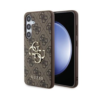   Eredeti GUESS keménytok 4G tok nagy fém logó GUHCSA354GMGBR Samsung Galaxy A35 barna