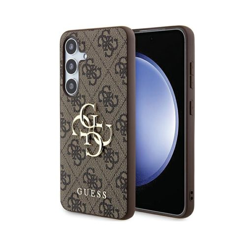Eredeti GUESS keménytok 4G tok nagy fém logó GUHCSA354GMGBR Samsung Galaxy A35 barna