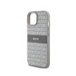 Eredeti DKNY keménytokos bőr Mono Stripe & Metal Logo DKHCP15SPRTHSLE tok Iphone 15/14/13 bézs