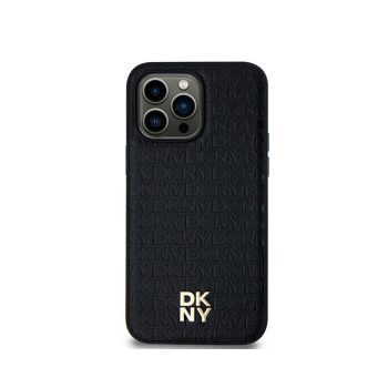   Eredeti DKNY keménytokos bőr mintás fém logó MagSafe DKHMS24LPSHRPSK tok Samsung Galaxy S24 Ultra Fekete