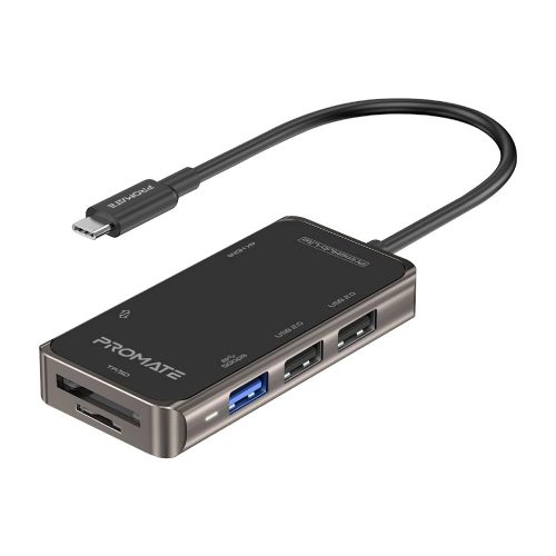 Promate USB-C 7in1 HUB fekete (PRIMEHUB-LITE)