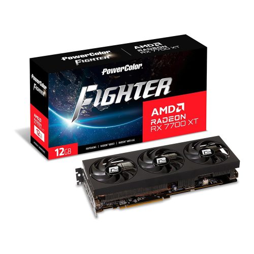 PowerColor Radeon RX 7700 XT Fighter 12GB OC videokártya (RX7700XT 12G-F/OC )