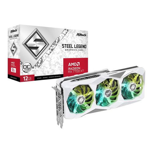 ASRock Radeon RX 7700 XT Steel Legend 12GB OC videokártya (RX7700XT SL 12GO)
