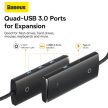 Baseus Lite Series Hub 4in1 adapter USB-C 4x USB 3.0 + USB-C, 25cm fekete (WKQX030301)